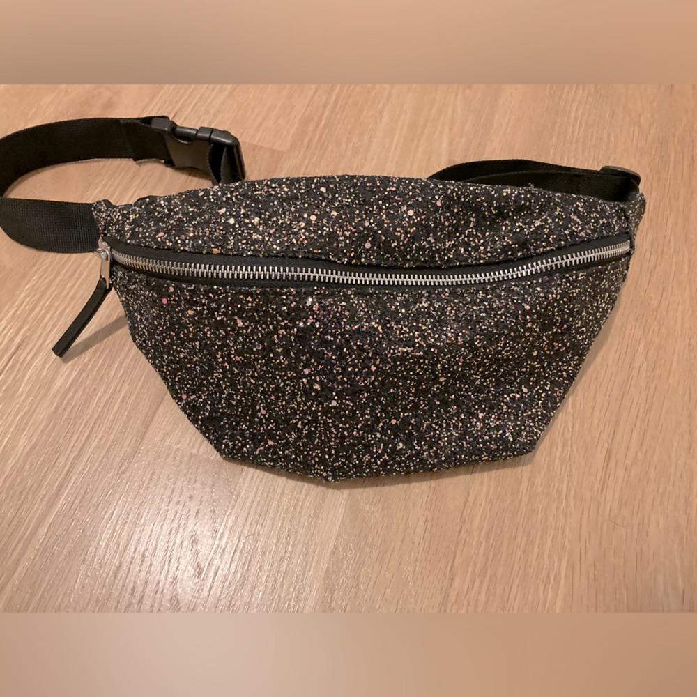Black Glitter Sparkle Belt Bag